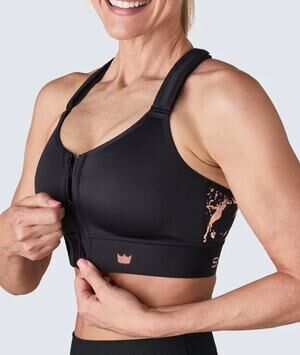 SheFit Sports Bra Flex Adjustable Medium Impact Support Black Running Workout
